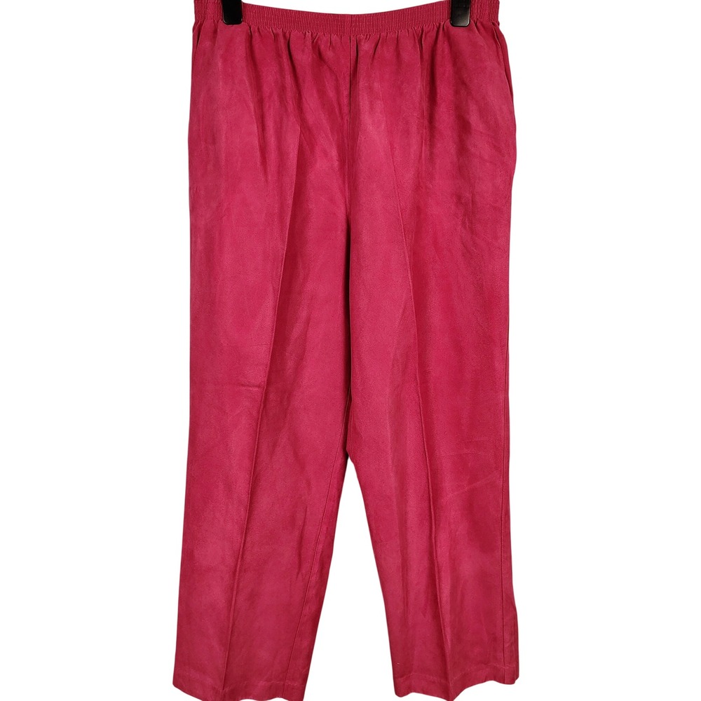 Alfred Dunner Womens SZ 18 Faux Suede Elastic Waist Pants Pink Grannycore Retro